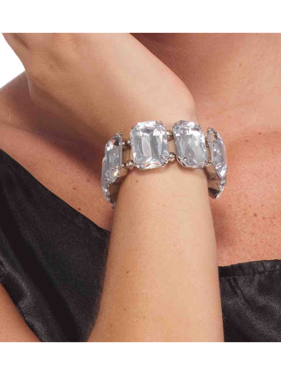 Deluxe Vintage Hollywood Starlet Costume Silver Rhinestone Bracelet